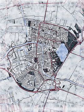 Kaart van Alphen aan den Rijn in de stijl 'White Winter' van Maporia