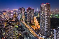 Nächtliche Skyline von Tokio, Japan