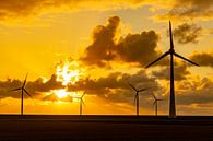 Éoliennes dans un parc éolien offshore au coucher du soleil par Sjoerd van der Wal Photographie Aperçu