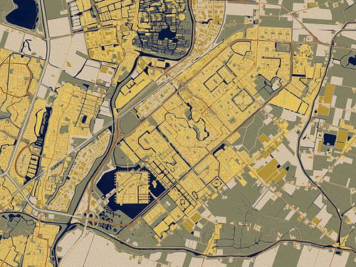 Karte von Heerhugowaard im Stil von Gustav Klimt