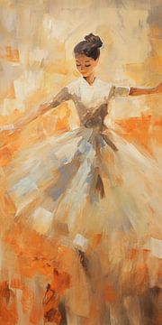 Impressionistische Danseres Oranje van ARTEO Schilderijen