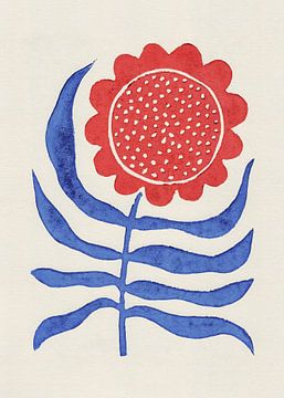 Rode bloem / Lino Print, Alisa Galitsyna van 1x