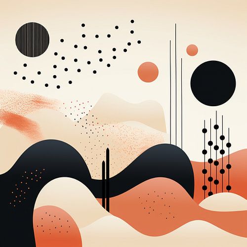 Abstract Desert Landscape with Geometric Shapes