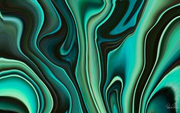 Abstract Art - Fluid Painting Turquoise and Green Pattern
