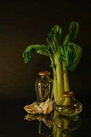 Modern still life with vegetables.