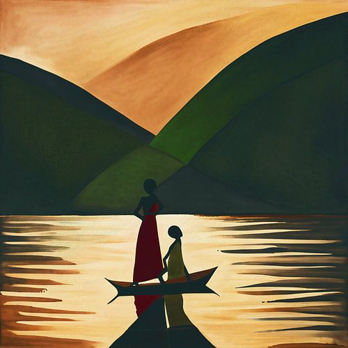 De Afrikaanse bergen bekijken vanaf een kleine boot