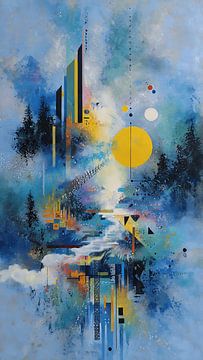 Griezelige surrealistische hedendaagse collage met dromerige abstracte vormen