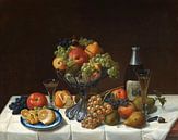 Fruitstilleven met Champagnefles, Severin Roesen en Champagnestilleven van Meesterlijcke Meesters thumbnail