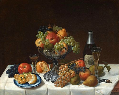 Fruitstilleven met Champagnefles, Severin Roesen en Champagnestilleven