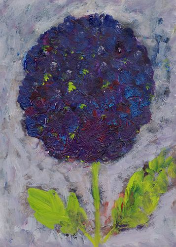 Abstracte hortensia bloem in levendig pastel blauw, paars, roze en groen