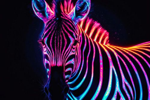 Neon Zebra in Psychedelische Kleuren