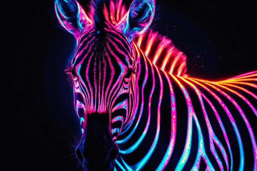 Neon Zebra in Psychedelic Colours by Art & Soul Creations