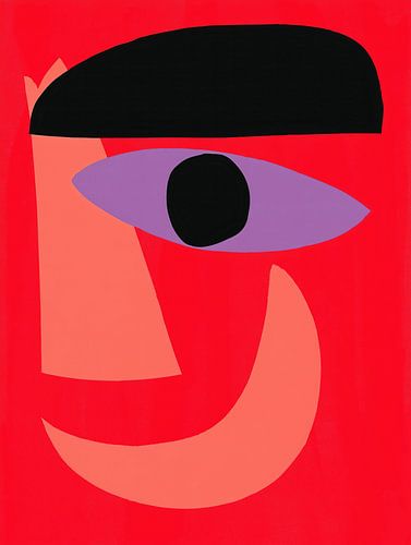 Abstract zelfportret van de schilder in rood