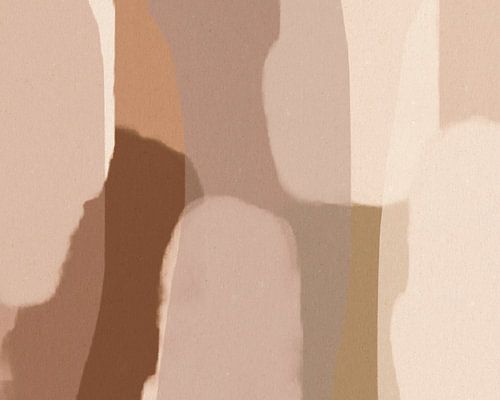 Abstracte organische vormen en lijnen in warme kleuren. Beige, taupe en bruin.