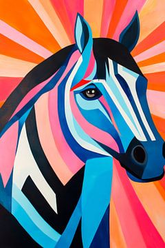 Kleurrijke zebra-portretkunst - modern en levendig van Poster Art Shop