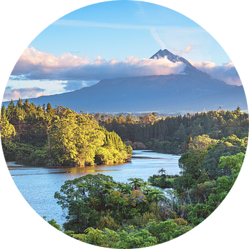 Nieuw-Zeeland Mount Taranaki bij Lake Mangamahoe van Jean Claude Castor