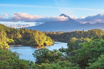 New Zealand Mount Taranaki at Lake Mangamahoe by Jean Claude Castor