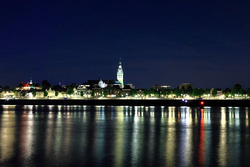 The Nijmegen Skyline and the River Waal at Night