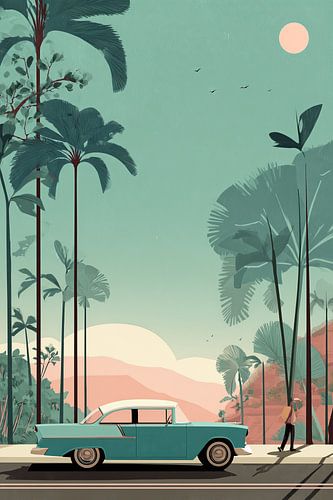 Vintage Amerikaanse oldtimer in pastelkleuren