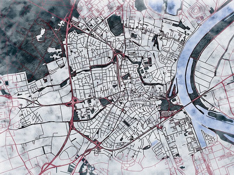 Map of Speyer with the style 'White Winter' by Maporia