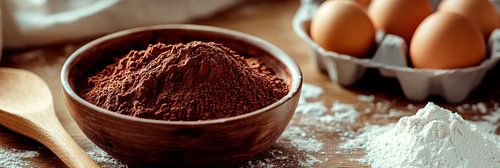 Cacaopoeder en eieren