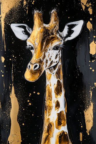 Abstracte giraffe met gouden accenten
