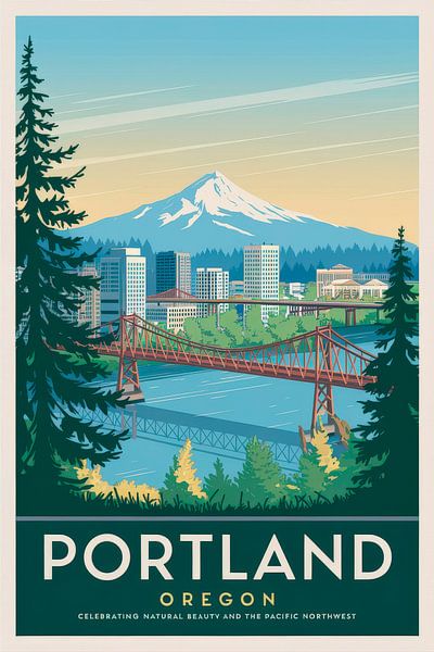 Portland, Oregon Vintage Reisposter van Poster Art Shop