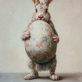 Adorable lapin de Pâques avec un gros œuf sur But First Framing