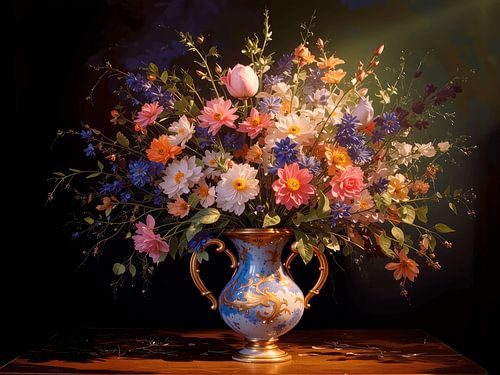 A romantic still life featuring wildflowers in fresh pastel shades