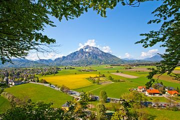 Voorjaarsraam in Anif met uitzicht op de Untersberg van Christa Kramer