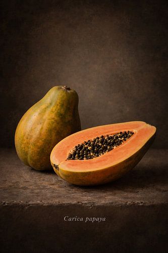 Papaja. Carica papaya – Klassiek Botanisch Stilleven