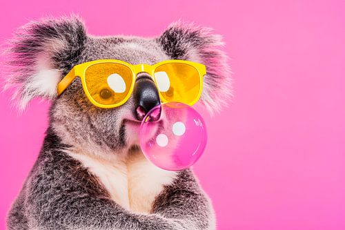 Koala met zonnebril en kauwgombel