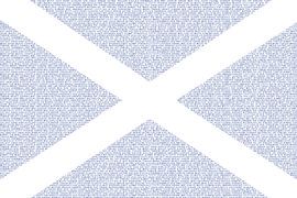 Scottish flag Saltire Saint Andrew's Cross formed with Scottish words by Mike Maes