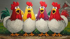 Pratende / Zingende Kippen van Gelissen Artworks