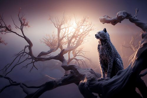 Les félins majestueux dans la nature : une imagination de l'art oriental et de la splendeur naturelle dans un cadre automnal délicieux.