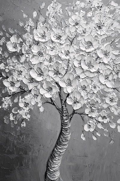 Peinture d'un arbre avec des fleurs blanches par Art & Soul Creations