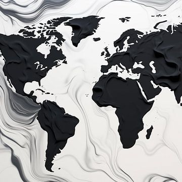 Weltkarte abstrakt schwarz und weiß modern von TheXclusive Art