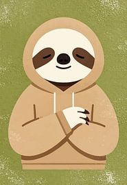 Gemütliches Faultier im hellbraunen Kapuzenpulli – Entzückende Tier-Wanddekoration