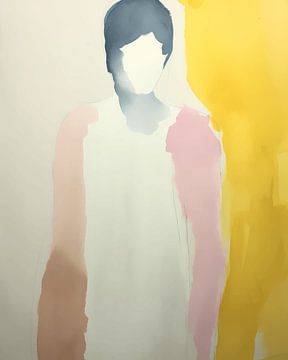 Modern en abstract portret, aquarel van Carla Van Iersel