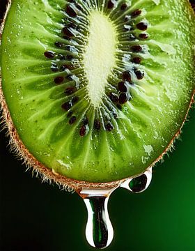 Gedetailleerde close-up van een verse kiwi van Mustafa Kurnaz