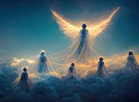 Angel on clouds in Heaven 01