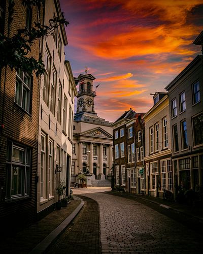 Dordrecht city hall at sunset