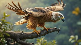 Majestätischer Adler mit ausgestreckten Flügeln auf einem Ast sitzend