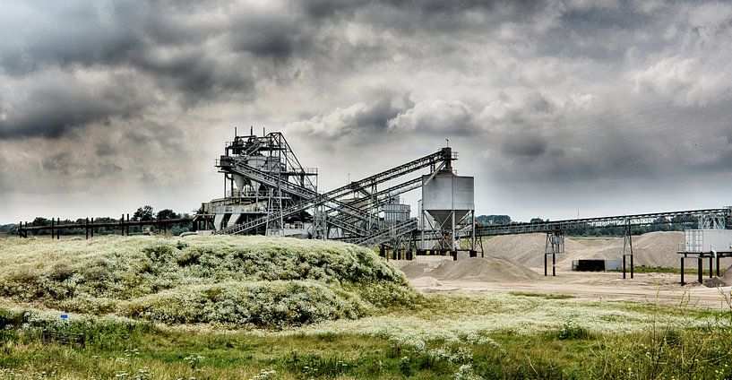 Sandgewinnungsanlage Fabrik Industrie Überschwemmungsgebiet von Groothuizen Foto Art