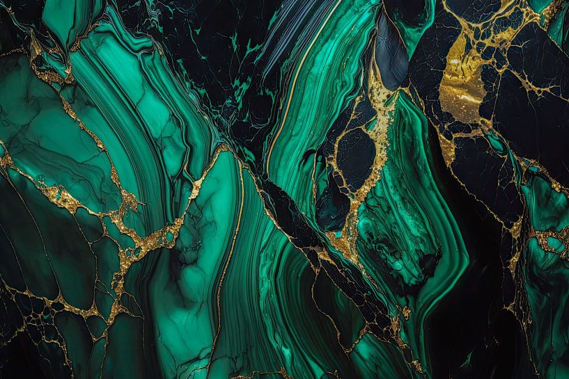 Marble gold black 2 by Digitale Schilderijen