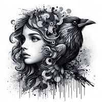 The girl and the raven