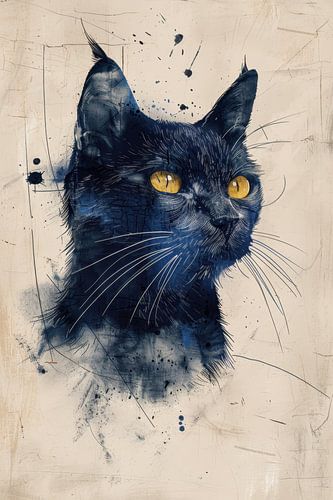 Drawing, Chinese ink, cat