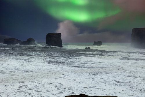 Noorderlicht bij Vik, IJsland