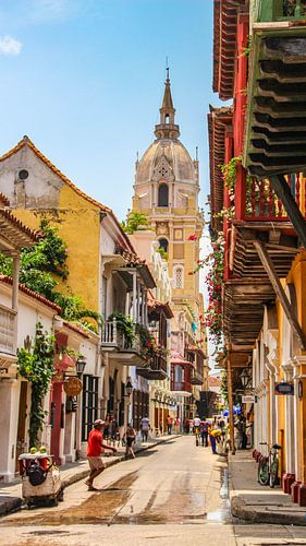 Kleurrijk straatje in Cartagena in Colombia