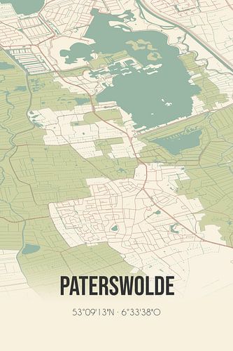 Vintage landkaart van Paterswolde (Drenthe)